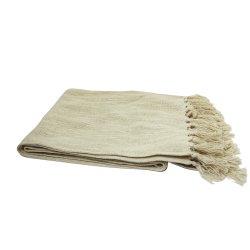 Pled Narzuta Obrus BOHO z frędzlami 160cm x 130cm Jasny Beż